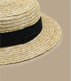 Boater Natural -Arrêt. Aller. Chapeau. boater naturalcanotier20paille20galon20noir