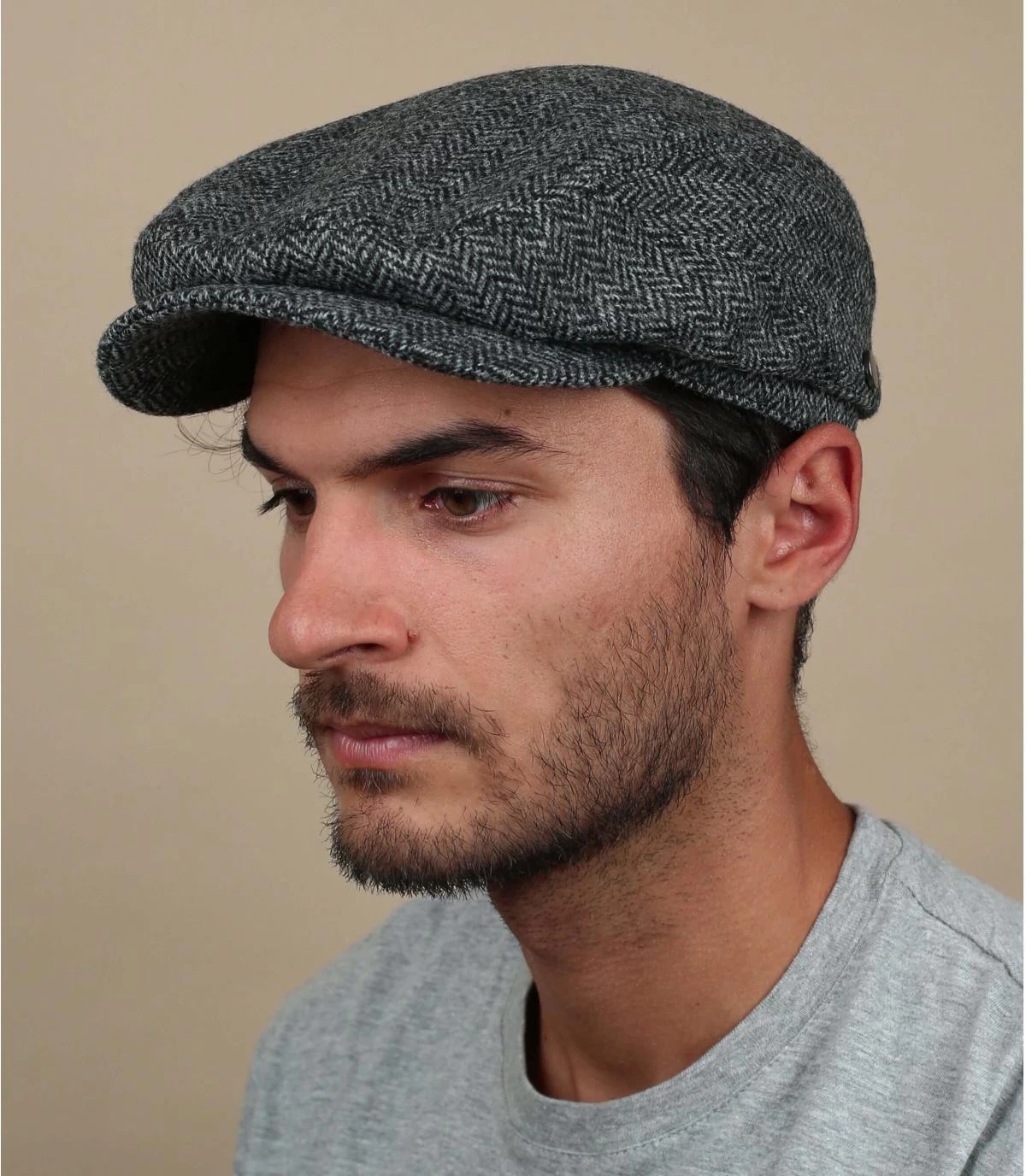 Driver Cap Herringbone Grey 3 Driver Cap Herringbone Grey