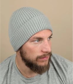 Engineered Knit Ribbed Beanie Light Grey