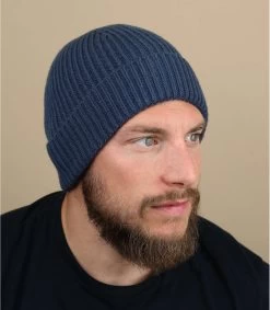 Engineered Knit Ribbed Beanie Steel Blue