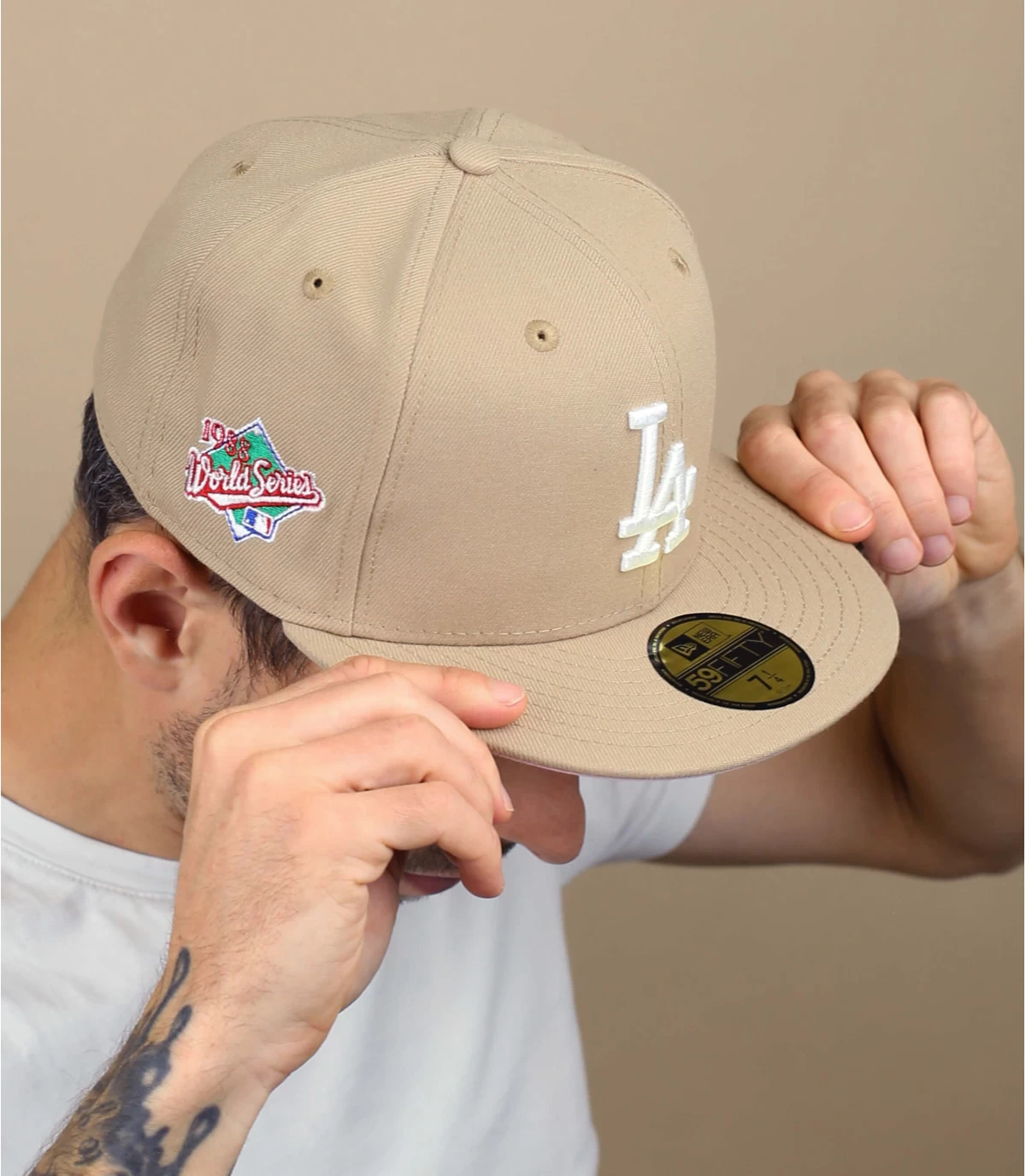 NEW ERA Side Patch 5950 LA Dodgers Camel Pink 3 NEW ERA Side Patch 5950 LA Dodgers Camel Pink