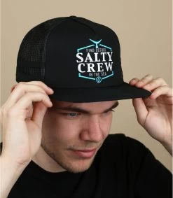 Arrêt. Aller. Chapeau. 38 Salty Crew Skipjack Snapback Trucker Black