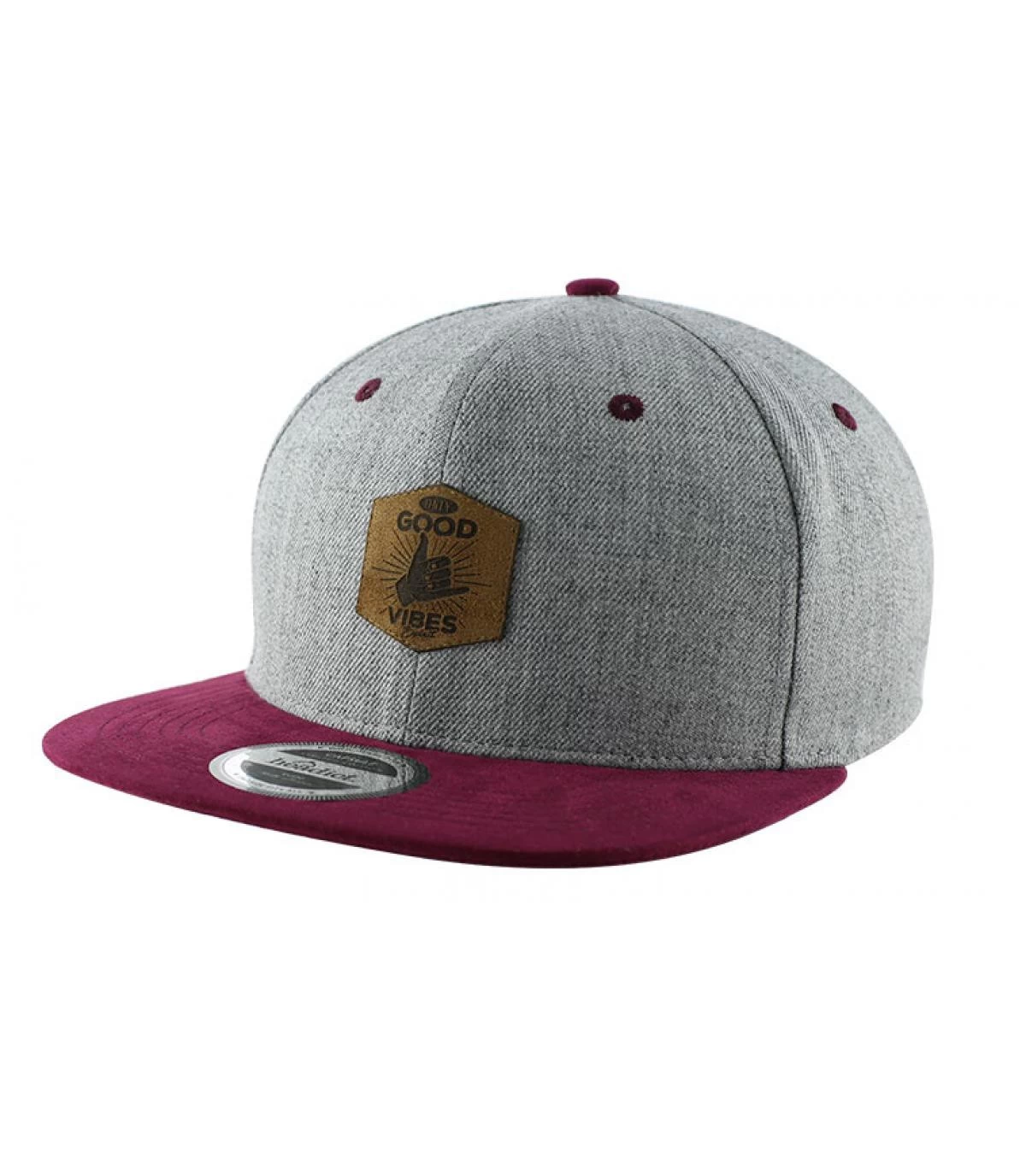 Snapback Good Vibes Grey Burgundy 4 Snapback Good Vibes Grey Burgundy – Image 2