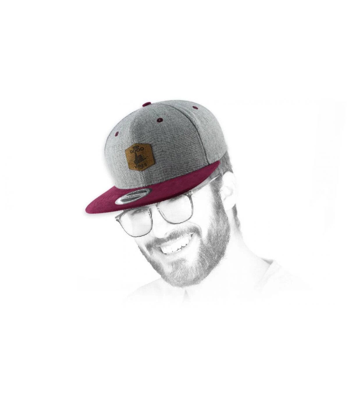 Snapback Good Vibes Grey Burgundy 3 Snapback Good Vibes Grey Burgundy