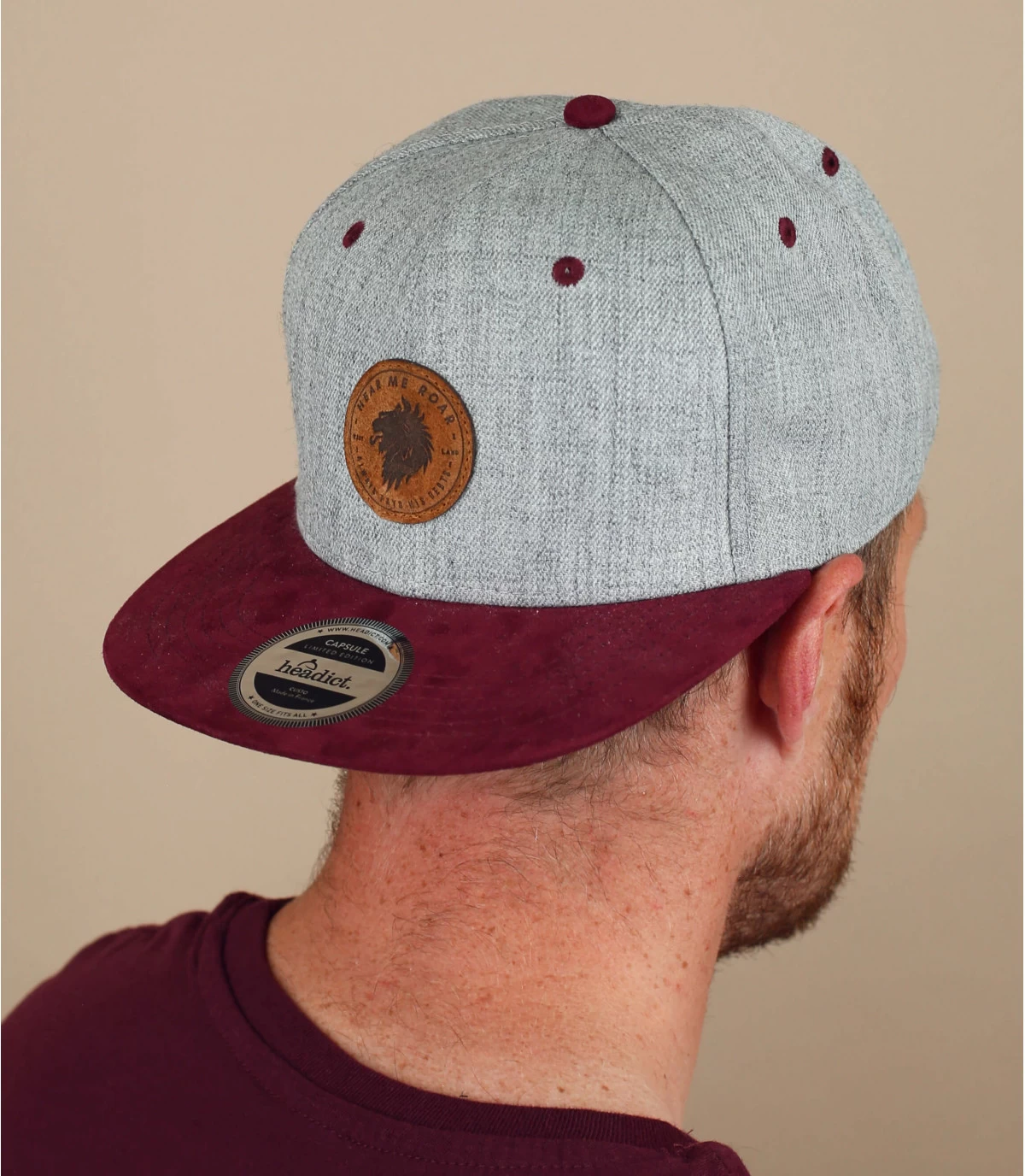 Snapback West Land Grey Burgundy 3 Snapback West Land Grey Burgundy