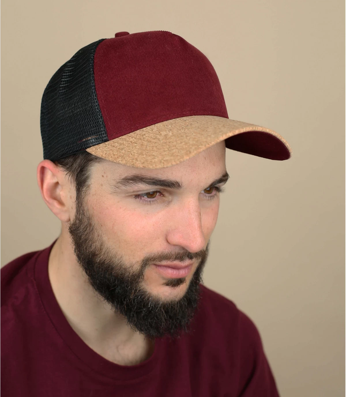 Trucker Corduroy Burgundy Cork Black 3 Trucker Corduroy Burgundy Cork Black