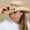 Stetson Western Raffia Natural -Arrêt. Aller. Chapeau. western raffia natural