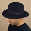 Borsalino Wool Felt Navy -Arrêt. Aller. Chapeau. wool felt navy